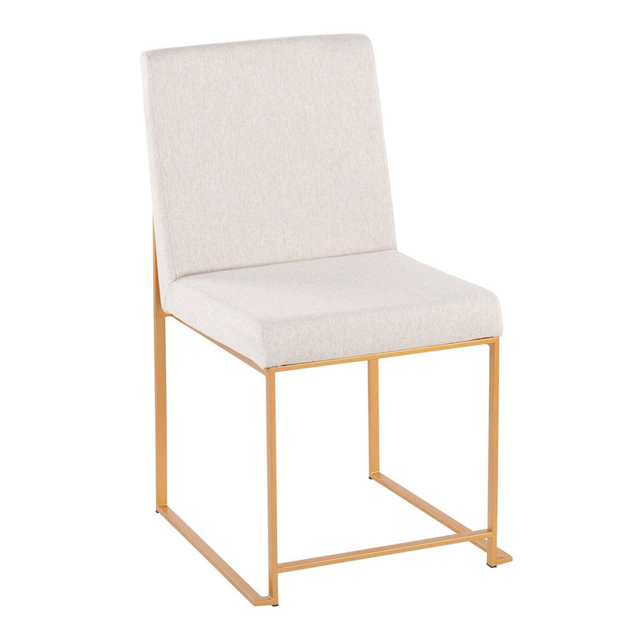 LumiSource Fuji High Back Dining Chair Set of 2 | Gold Steel and Beige Fabric | Dining Room & Office Seating | Model DC-HBFUJIAUBG2