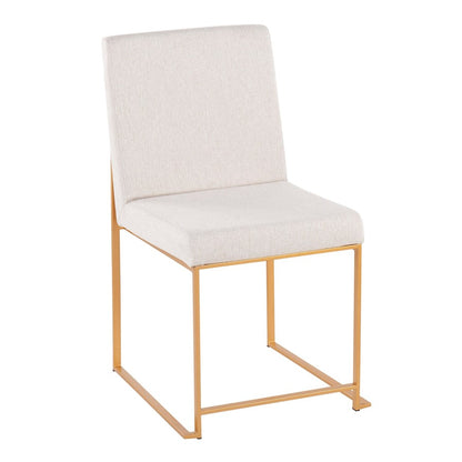 LumiSource Fuji High Back Dining Chair Set of 2 | Gold Steel and Beige Fabric | Dining Room & Office Seating | Model DC-HBFUJIAUBG2
