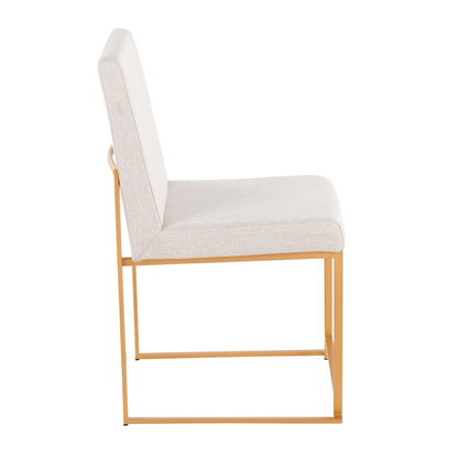 LumiSource Fuji High Back Dining Chair Set of 2 | Gold Steel and Beige Fabric | Dining Room & Office Seating | Model DC-HBFUJIAUBG2