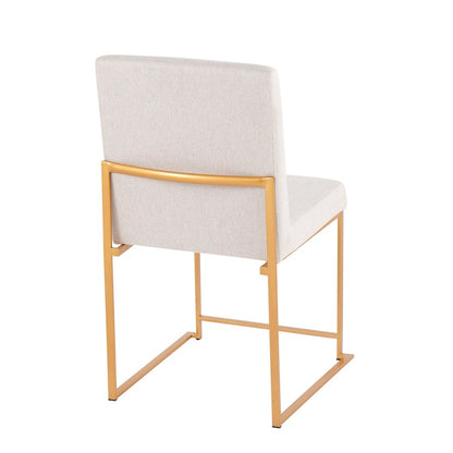 LumiSource Fuji High Back Dining Chair Set of 2 | Gold Steel and Beige Fabric | Dining Room & Office Seating | Model DC-HBFUJIAUBG2
