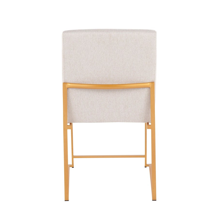 LumiSource Fuji High Back Dining Chair Set of 2 | Gold Steel and Beige Fabric | Dining Room & Office Seating | Model DC-HBFUJIAUBG2