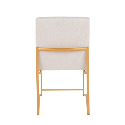 LumiSource Fuji High Back Dining Chair Set of 2 | Gold Steel and Beige Fabric | Dining Room & Office Seating | Model DC-HBFUJIAUBG2