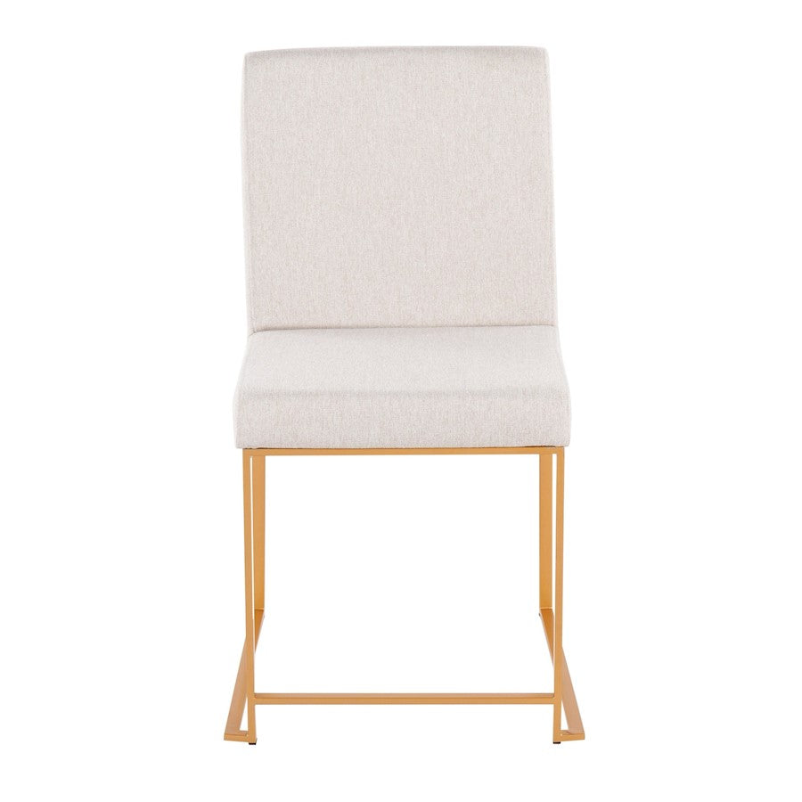 LumiSource Fuji High Back Dining Chair Set of 2 | Gold Steel and Beige Fabric | Dining Room & Office Seating | Model DC-HBFUJIAUBG2