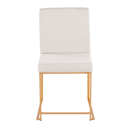 LumiSource Fuji High Back Dining Chair Set of 2 | Gold Steel and Beige Fabric | Dining Room & Office Seating | Model DC-HBFUJIAUBG2