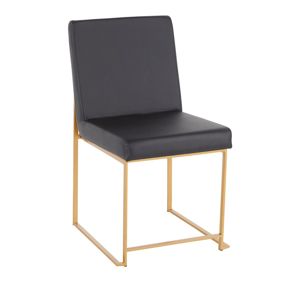 LumiSource Fuji High Back Dining Chair Set of 2 | Gold Metal and Black PU | Dining Room & Office Seating | Model DC-HBFUJIAUBK2
