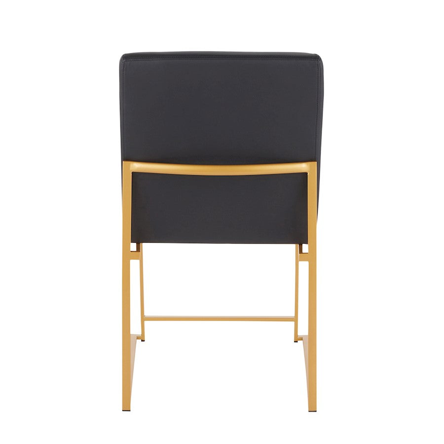 LumiSource Fuji High Back Dining Chair Set of 2 | Gold Metal and Black PU | Dining Room & Office Seating | Model DC-HBFUJIAUBK2