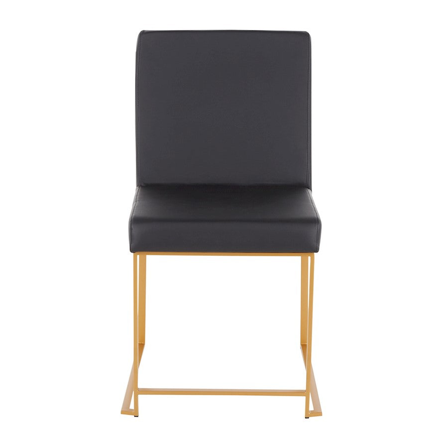 LumiSource Fuji High Back Dining Chair Set of 2 | Gold Metal and Black PU | Dining Room & Office Seating | Model DC-HBFUJIAUBK2
