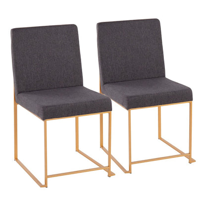 LumiSource Fuji High Back Dining Chair Set of 2 | Gold Steel and Charcoal Fabric | Dining Room & Office Seating | Model DC-HBFUJIAUCHAR2
