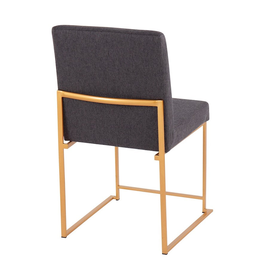 LumiSource Fuji High Back Dining Chair Set of 2 | Gold Steel and Charcoal Fabric | Dining Room & Office Seating | Model DC-HBFUJIAUCHAR2