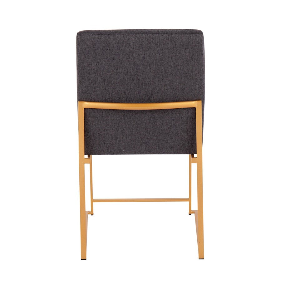 LumiSource Fuji High Back Dining Chair Set of 2 | Gold Steel and Charcoal Fabric | Dining Room & Office Seating | Model DC-HBFUJIAUCHAR2
