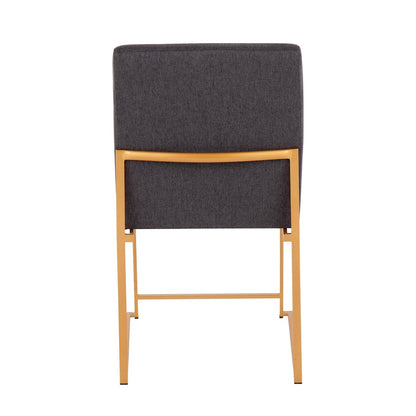 LumiSource Fuji High Back Dining Chair Set of 2 | Gold Steel and Charcoal Fabric | Dining Room & Office Seating | Model DC-HBFUJIAUCHAR2