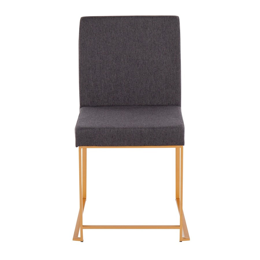 LumiSource Fuji High Back Dining Chair Set of 2 | Gold Steel and Charcoal Fabric | Dining Room & Office Seating | Model DC-HBFUJIAUCHAR2