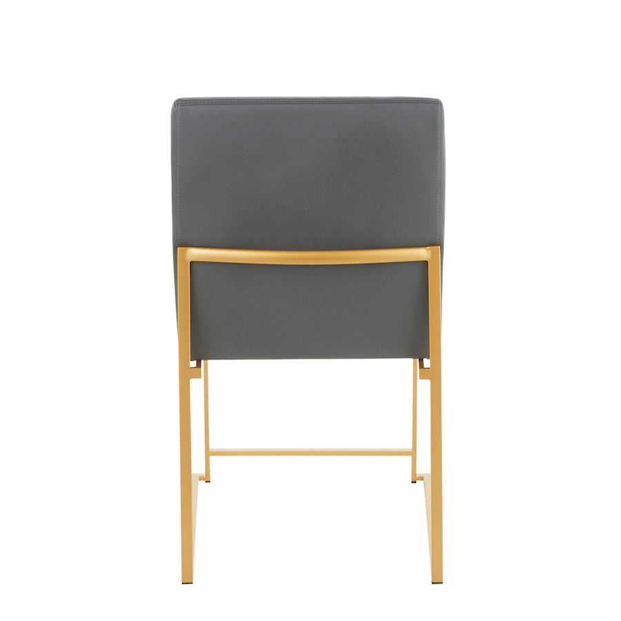 LumiSource Fuji High Back Dining Chair Set of 2 | Gold Metal and Grey PU | Dining Room & Office Seating | 21.5 x 18.5 x 33.5 in | Model DC-HBFUJIAUGY2