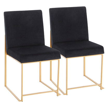 LumiSource Fuji Dining Chair Set of 2 | Gold Metal & Black Velvet | Dining Room & Office Seating | 21.5 x 18.5 x 33.5 in | Model DC-HBFUJIAUVBK2