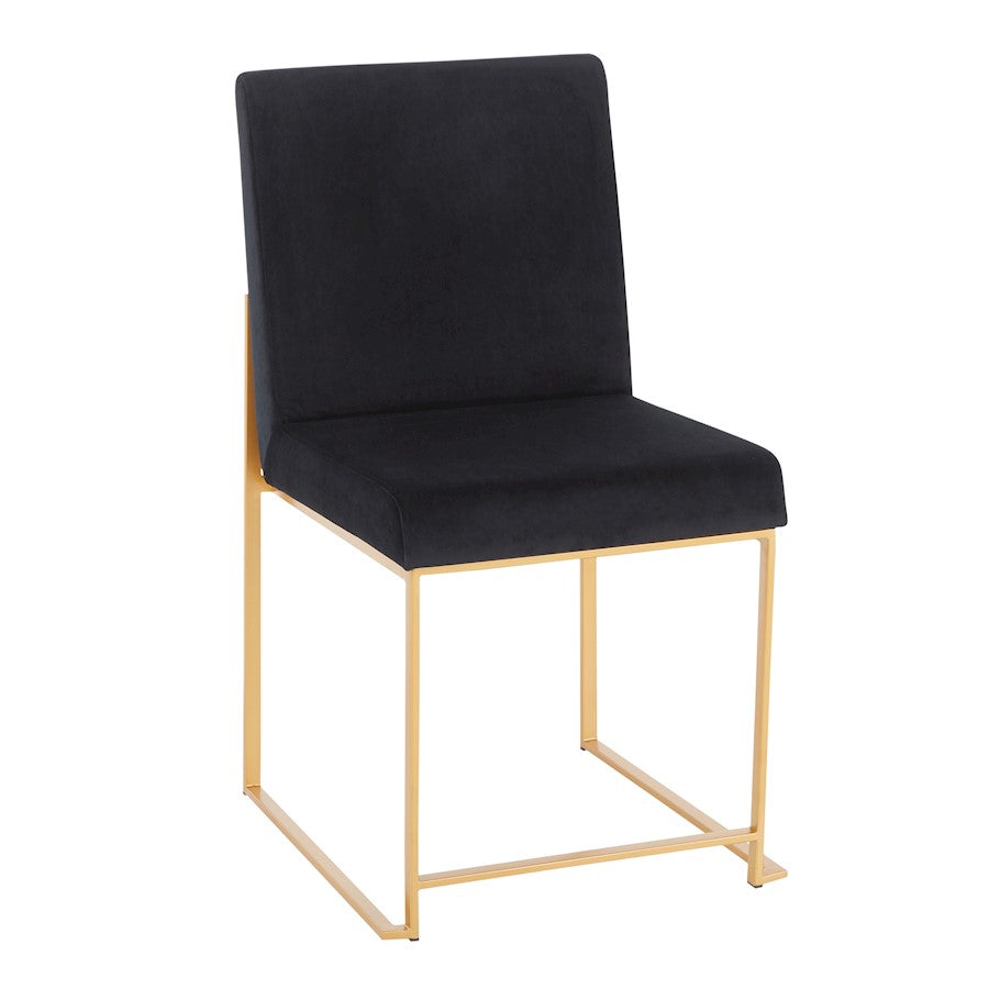 LumiSource Fuji Dining Chair Set of 2 | Gold Metal & Black Velvet | Dining Room & Office Seating | 21.5 x 18.5 x 33.5 in | Model DC-HBFUJIAUVBK2