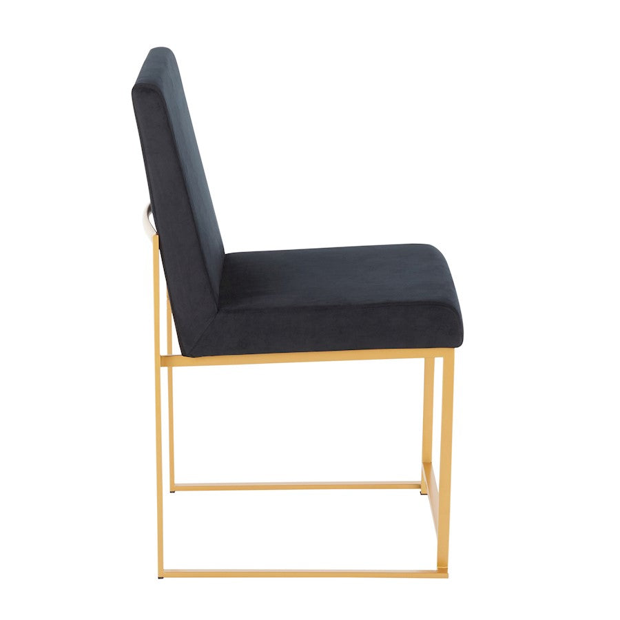 LumiSource Fuji Dining Chair Set of 2 | Gold Metal & Black Velvet | Dining Room & Office Seating | 21.5 x 18.5 x 33.5 in | Model DC-HBFUJIAUVBK2
