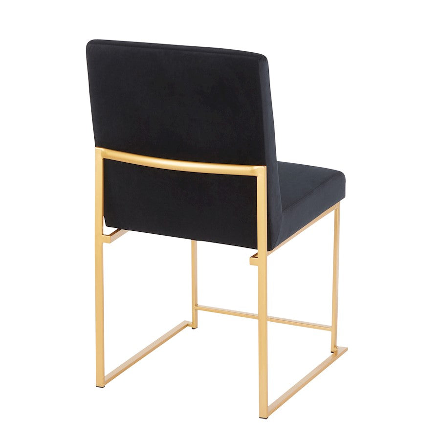 LumiSource Fuji Dining Chair Set of 2 | Gold Metal & Black Velvet | Dining Room & Office Seating | 21.5 x 18.5 x 33.5 in | Model DC-HBFUJIAUVBK2