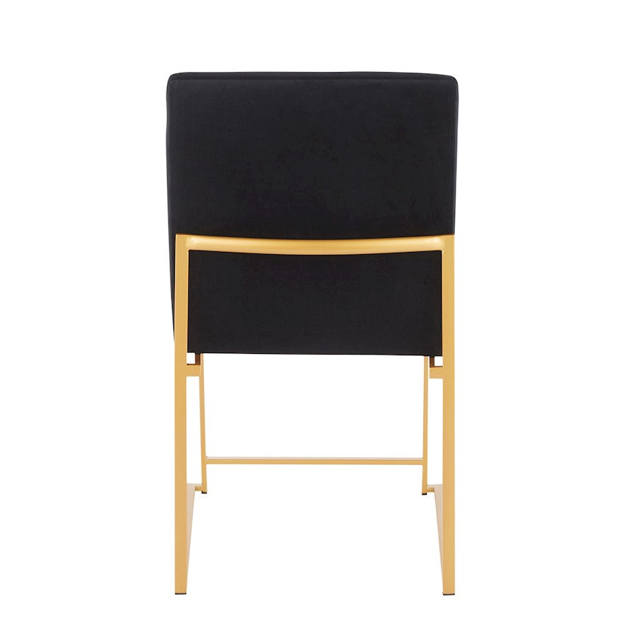 LumiSource Fuji Dining Chair Set of 2 | Gold Metal & Black Velvet | Dining Room & Office Seating | 21.5 x 18.5 x 33.5 in | Model DC-HBFUJIAUVBK2