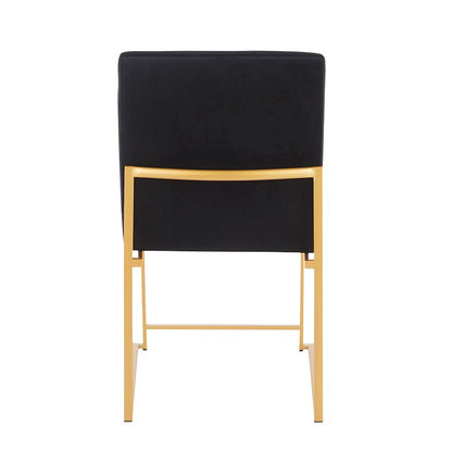 LumiSource Fuji Dining Chair Set of 2 | Gold Metal & Black Velvet | Dining Room & Office Seating | 21.5 x 18.5 x 33.5 in | Model DC-HBFUJIAUVBK2