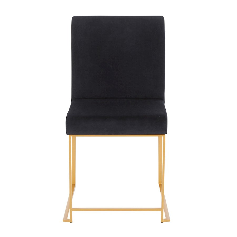 LumiSource Fuji Dining Chair Set of 2 | Gold Metal & Black Velvet | Dining Room & Office Seating | 21.5 x 18.5 x 33.5 in | Model DC-HBFUJIAUVBK2