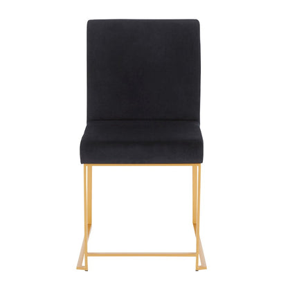LumiSource Fuji Dining Chair Set of 2 | Gold Metal & Black Velvet | Dining Room & Office Seating | 21.5 x 18.5 x 33.5 in | Model DC-HBFUJIAUVBK2