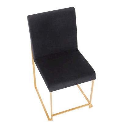 LumiSource Fuji Dining Chair Set of 2 | Gold Metal & Black Velvet | Dining Room & Office Seating | 21.5 x 18.5 x 33.5 in | Model DC-HBFUJIAUVBK2