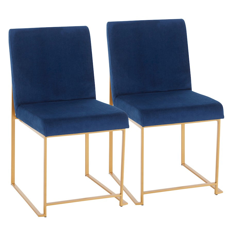 LumiSource Fuji Dining Chair Set of 2 | Gold Metal & Blue Velvet | Dining Room & Office Seating | 21.5 x 18.5 x 33.5 in | Model DC-HBFUJIAUVBU2