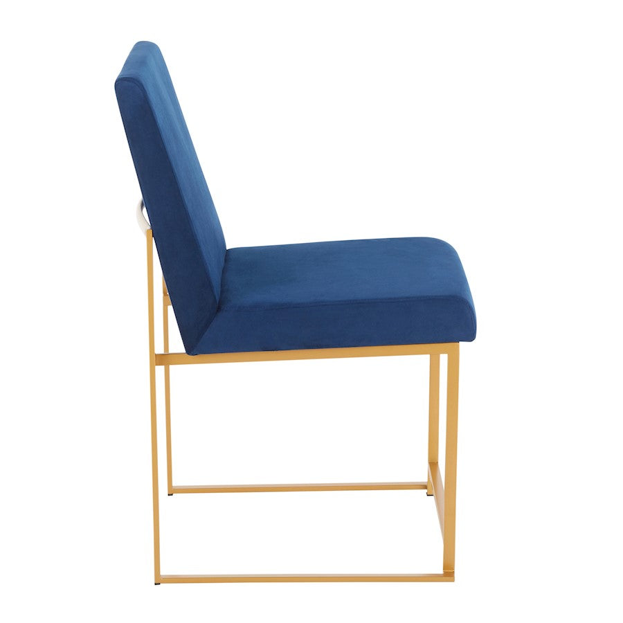 LumiSource Fuji Dining Chair Set of 2 | Gold Metal & Blue Velvet | Dining Room & Office Seating | 21.5 x 18.5 x 33.5 in | Model DC-HBFUJIAUVBU2