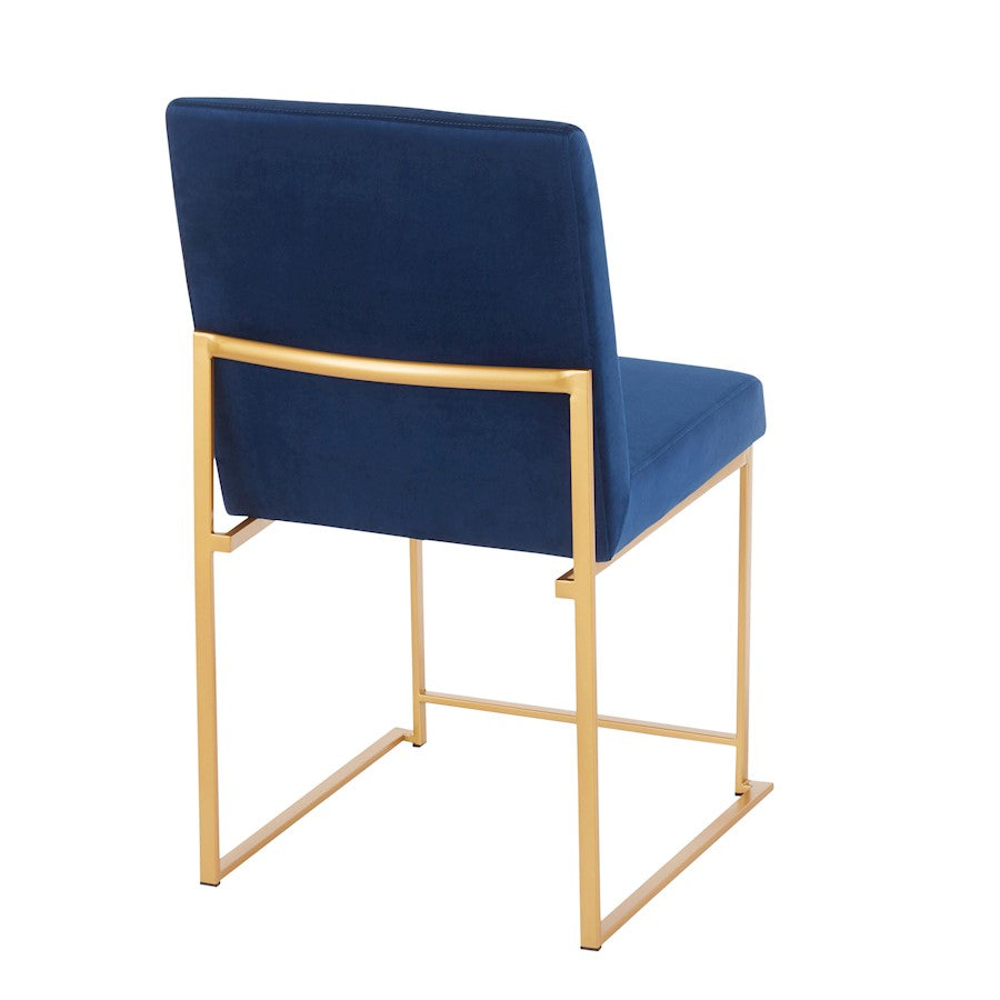 LumiSource Fuji Dining Chair Set of 2 | Gold Metal & Blue Velvet | Dining Room & Office Seating | 21.5 x 18.5 x 33.5 in | Model DC-HBFUJIAUVBU2