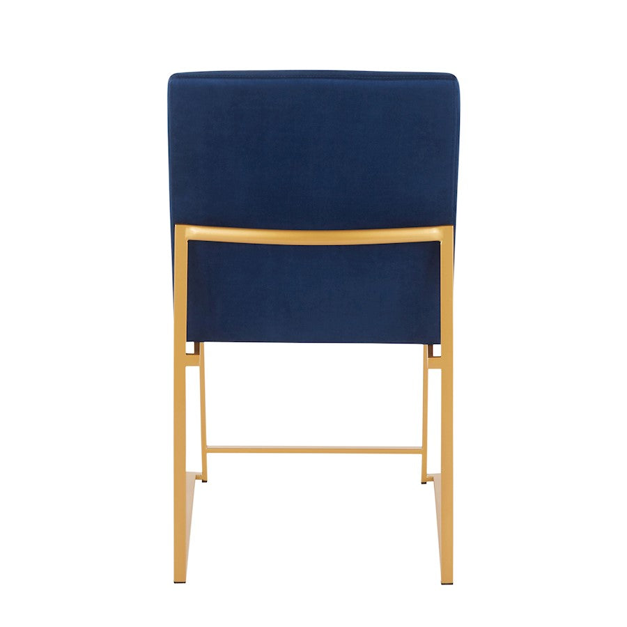 LumiSource Fuji Dining Chair Set of 2 | Gold Metal & Blue Velvet | Dining Room & Office Seating | 21.5 x 18.5 x 33.5 in | Model DC-HBFUJIAUVBU2