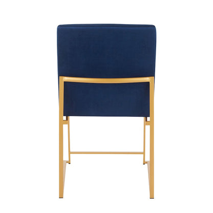 LumiSource Fuji Dining Chair Set of 2 | Gold Metal & Blue Velvet | Dining Room & Office Seating | 21.5 x 18.5 x 33.5 in | Model DC-HBFUJIAUVBU2