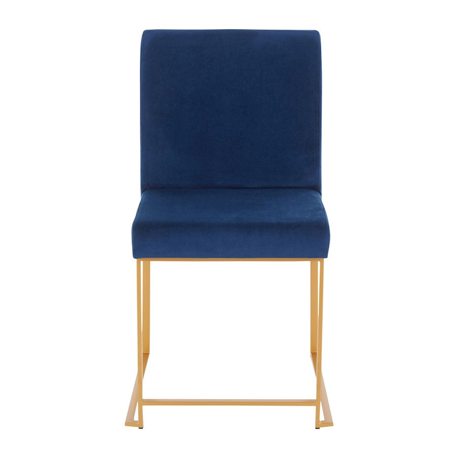 LumiSource Fuji Dining Chair Set of 2 | Gold Metal & Blue Velvet | Dining Room & Office Seating | 21.5 x 18.5 x 33.5 in | Model DC-HBFUJIAUVBU2