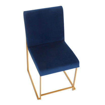 LumiSource Fuji Dining Chair Set of 2 | Gold Metal & Blue Velvet | Dining Room & Office Seating | 21.5 x 18.5 x 33.5 in | Model DC-HBFUJIAUVBU2