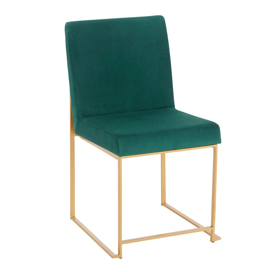 LumiSource Fuji Dining Chair Set of 2 | Gold Metal & Green Velvet | Dining Room & Office Seating | 21.5 x 18.5 x 33.5 in | Model DC-HBFUJIAUVGN2