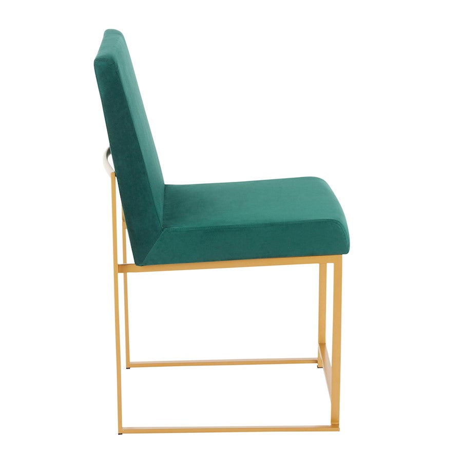 LumiSource Fuji Dining Chair Set of 2 | Gold Metal & Green Velvet | Dining Room & Office Seating | 21.5 x 18.5 x 33.5 in | Model DC-HBFUJIAUVGN2