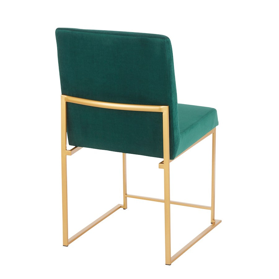 LumiSource Fuji Dining Chair Set of 2 | Gold Metal & Green Velvet | Dining Room & Office Seating | 21.5 x 18.5 x 33.5 in | Model DC-HBFUJIAUVGN2