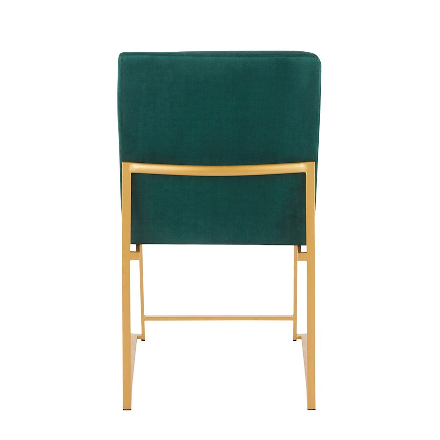 LumiSource Fuji Dining Chair Set of 2 | Gold Metal & Green Velvet | Dining Room & Office Seating | 21.5 x 18.5 x 33.5 in | Model DC-HBFUJIAUVGN2