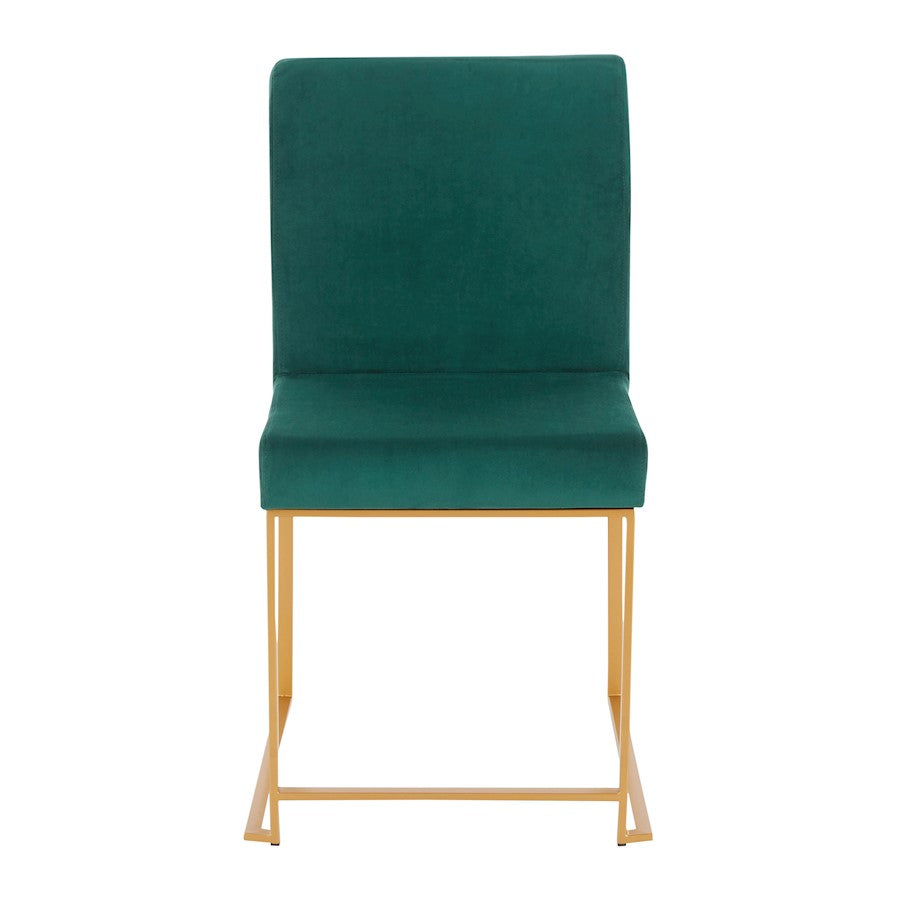 LumiSource Fuji Dining Chair Set of 2 | Gold Metal & Green Velvet | Dining Room & Office Seating | 21.5 x 18.5 x 33.5 in | Model DC-HBFUJIAUVGN2