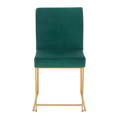 LumiSource Fuji Dining Chair Set of 2 | Gold Metal & Green Velvet | Dining Room & Office Seating | 21.5 x 18.5 x 33.5 in | Model DC-HBFUJIAUVGN2