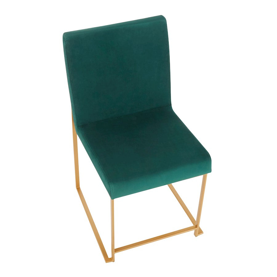 LumiSource Fuji Dining Chair Set of 2 | Gold Metal & Green Velvet | Dining Room & Office Seating | 21.5 x 18.5 x 33.5 in | Model DC-HBFUJIAUVGN2