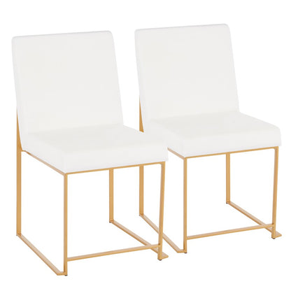 LumiSource Fuji Dining Chair Set of 2 | Gold Metal & White Velvet | Dining Room & Office Seating | 21.5 x 18.5 x 33.5 in | Model DC-HBFUJIAUVW2