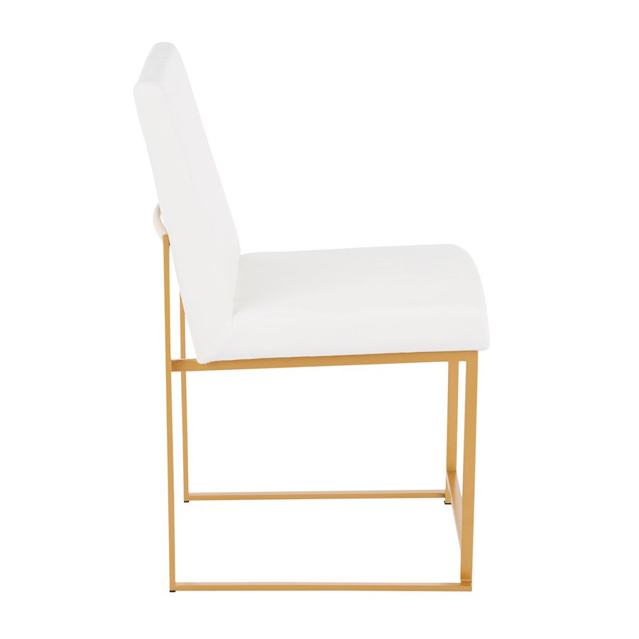 LumiSource Fuji Dining Chair Set of 2 | Gold Metal & White Velvet | Dining Room & Office Seating | 21.5 x 18.5 x 33.5 in | Model DC-HBFUJIAUVW2