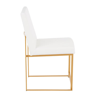 LumiSource Fuji Dining Chair Set of 2 | Gold Metal & White Velvet | Dining Room & Office Seating | 21.5 x 18.5 x 33.5 in | Model DC-HBFUJIAUVW2