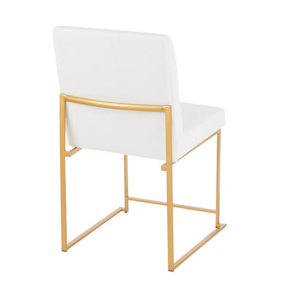 LumiSource Fuji Dining Chair Set of 2 | Gold Metal & White Velvet | Dining Room & Office Seating | 21.5 x 18.5 x 33.5 in | Model DC-HBFUJIAUVW2