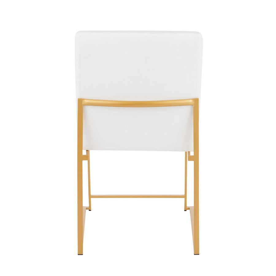 LumiSource Fuji Dining Chair Set of 2 | Gold Metal & White Velvet | Dining Room & Office Seating | 21.5 x 18.5 x 33.5 in | Model DC-HBFUJIAUVW2