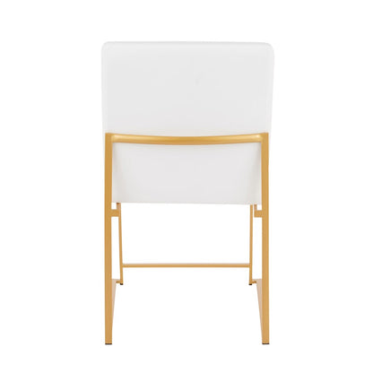 LumiSource Fuji Dining Chair Set of 2 | Gold Metal & White Velvet | Dining Room & Office Seating | 21.5 x 18.5 x 33.5 in | Model DC-HBFUJIAUVW2