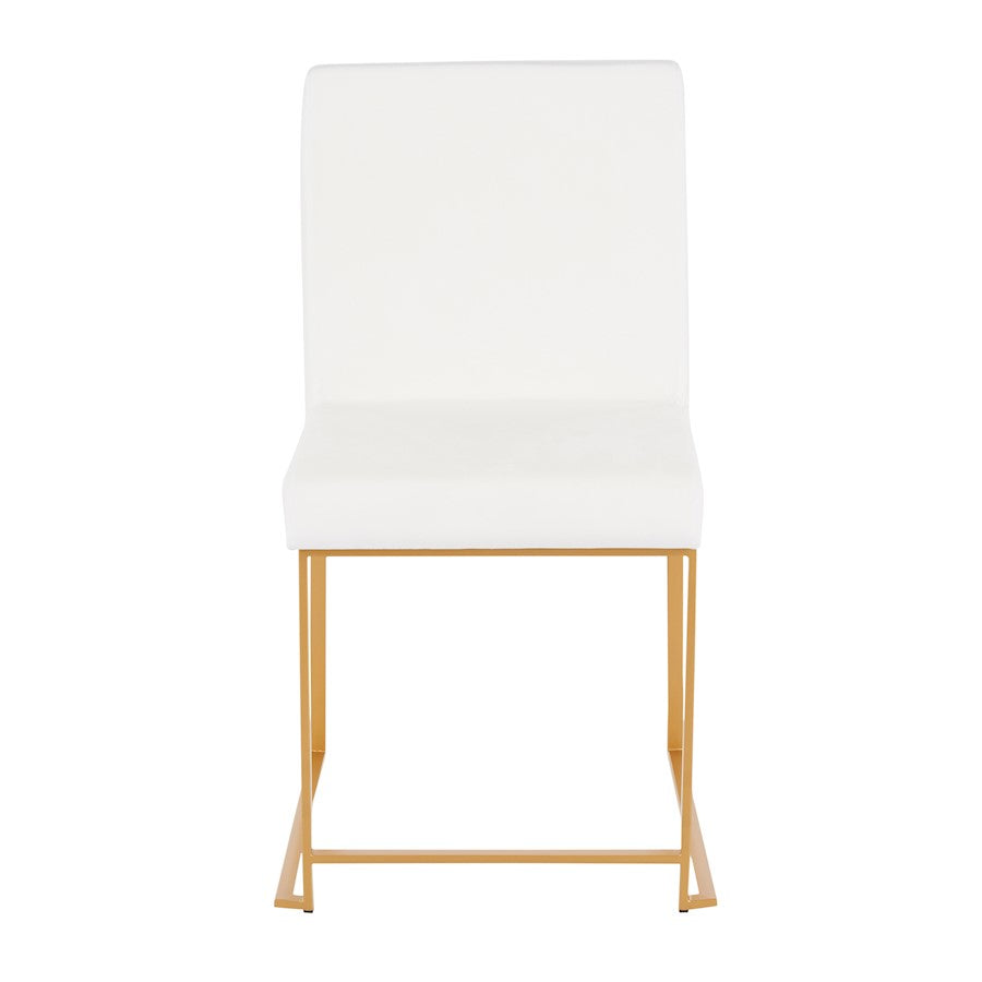 LumiSource Fuji Dining Chair Set of 2 | Gold Metal & White Velvet | Dining Room & Office Seating | 21.5 x 18.5 x 33.5 in | Model DC-HBFUJIAUVW2