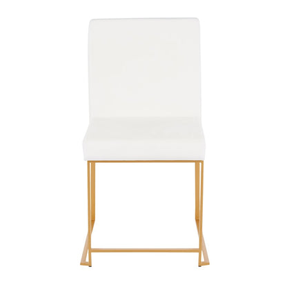 LumiSource Fuji Dining Chair Set of 2 | Gold Metal & White Velvet | Dining Room & Office Seating | 21.5 x 18.5 x 33.5 in | Model DC-HBFUJIAUVW2