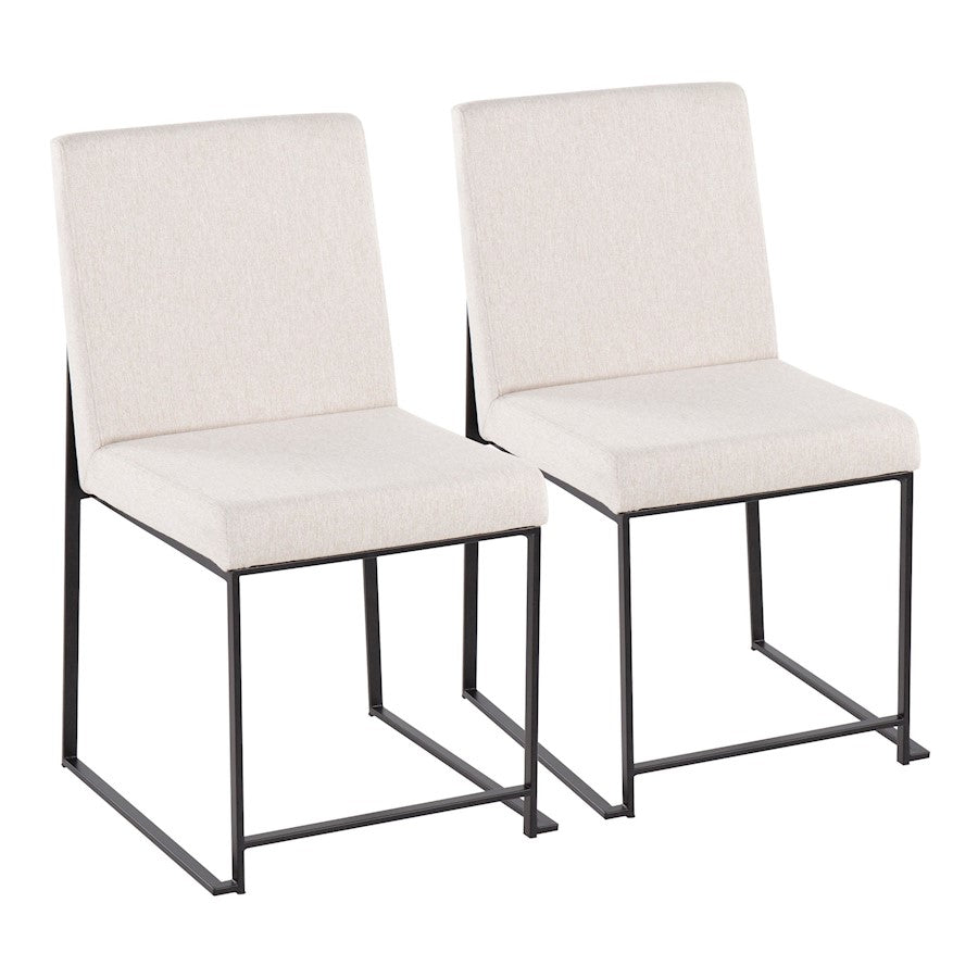 LumiSource Fuji High Back Dining Chair Set of 2 | Black Steel & Beige Fabric | Dining Room & Office Seating | 18 x 22 x 34 in | Model DC-HBFUJIBKBG2