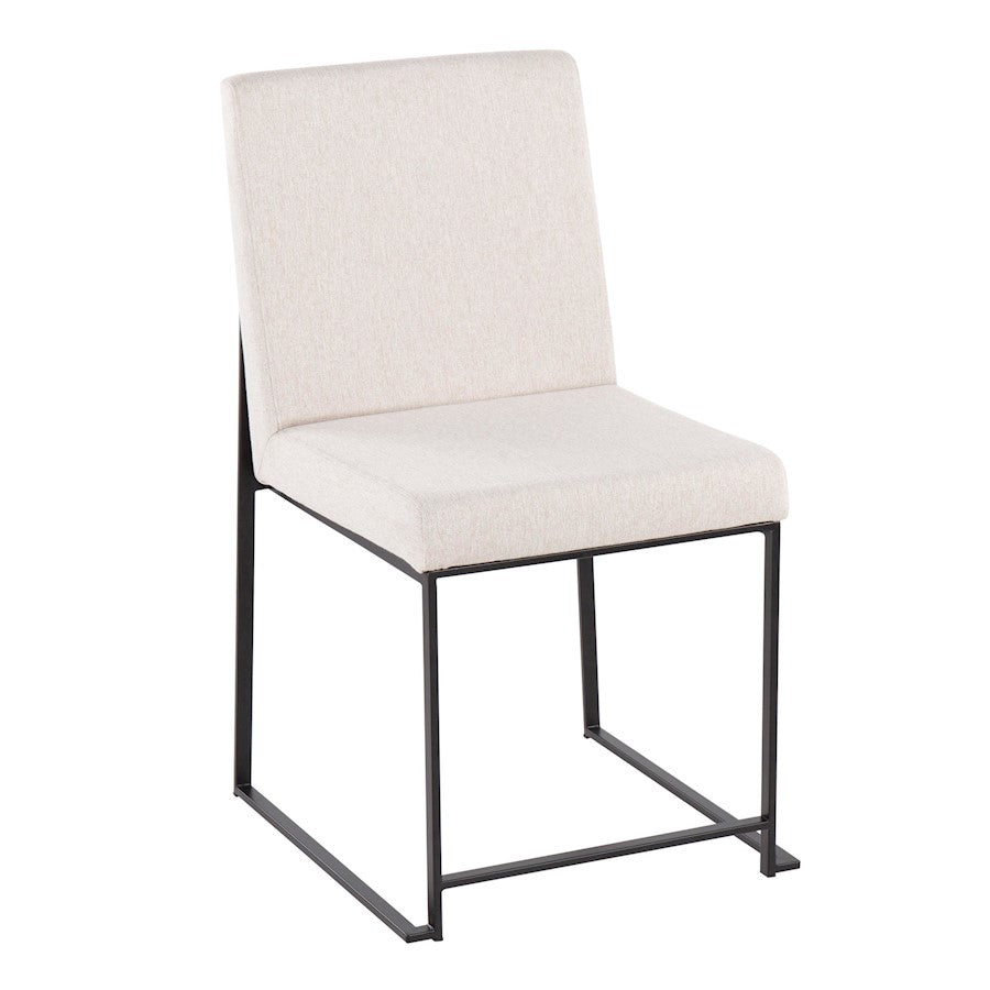 LumiSource Fuji High Back Dining Chair Set of 2 | Black Steel & Beige Fabric | Dining Room & Office Seating | 18 x 22 x 34 in | Model DC-HBFUJIBKBG2